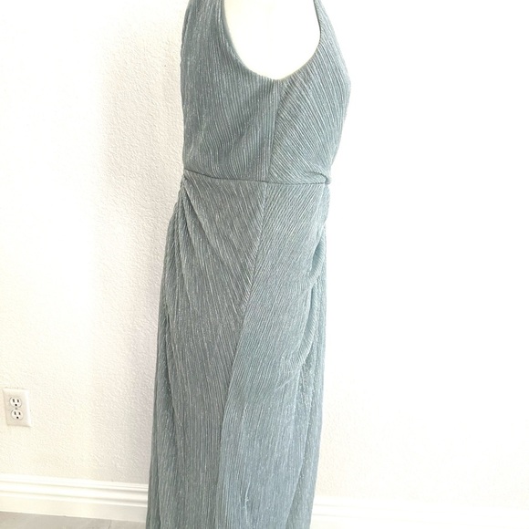 Adrianna Papell One-Shoulder Formal Floor Length Gown in Silver/ Light Blue Hue - Picture 7 of 11